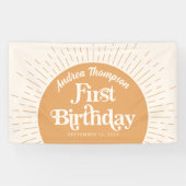 Sunshine Boho Yellow Erster Geburtstag Banner (Horizontal)