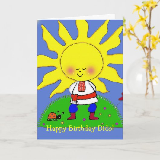 Sunshine Boy Ukrainian Folk Art Karte (Gelbe Blume)