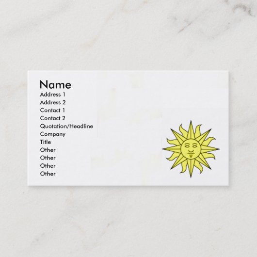 Sunshine Business Card Visitenkarte (Vorderseite)