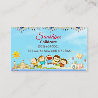 Sunshine Cartoon Children Daycare Kinderbetreuung Visitenkarte