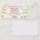 Sunshine Child Care Business Card Visitenkarte (Vorne/Hinten)