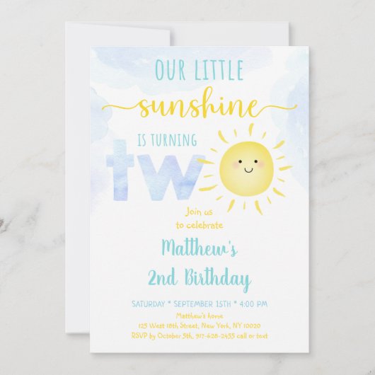 Sunshine Clouds Boy Blue Einladung (Vorderseite)