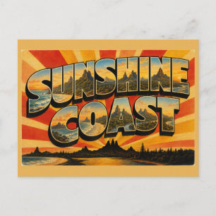 Sunshine Coast Queensland Vintage Reise Kunst Postkarte