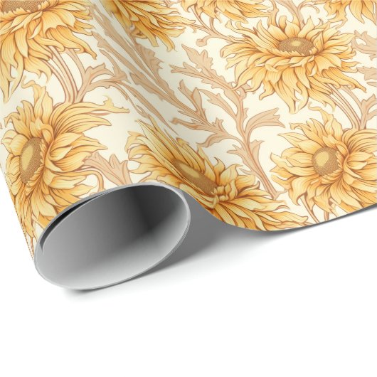 Sunshine Daisies - hellgelbe Blumendesign Geschenkpapier (Rolleneckpunkt)