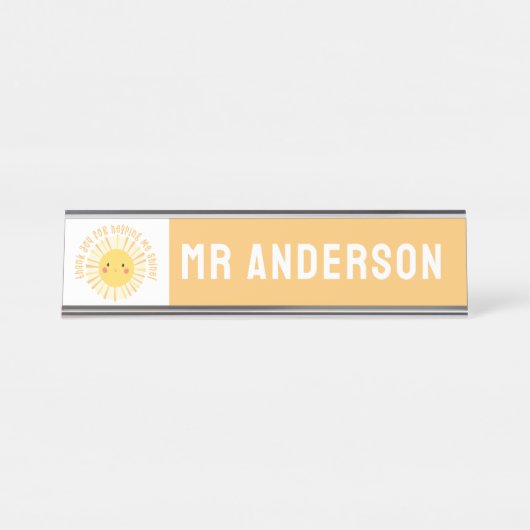 Sunshine Dankeschön Lehrer modern elegant Schreibtischnamensplakette (Vorderseite )