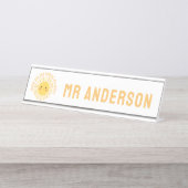 Sunshine Dankeschön Lehrer modern elegant Schreibtischnamensplakette (Vorderseite )