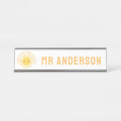 Sunshine Dankeschön Lehrer modern elegant Schreibtischnamensplakette (Vorderseite )