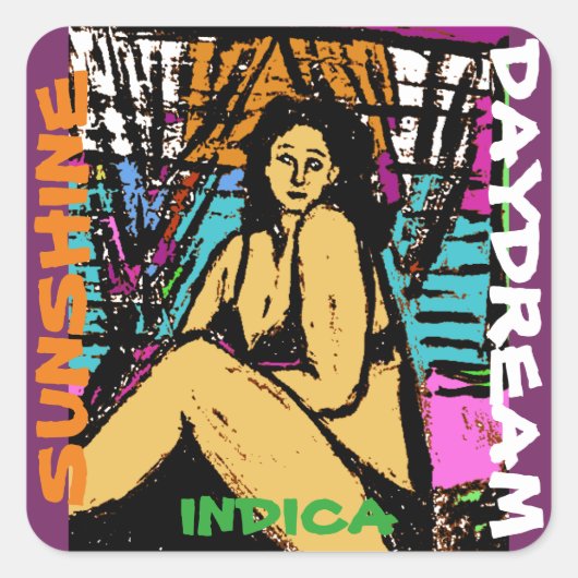 SUNSHINE DAYDREAM INDICA QUADRATISCHER AUFKLEBER (Vorderseite)