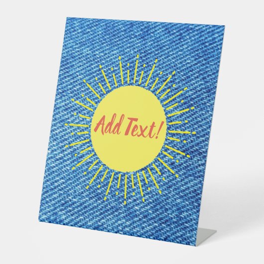 Sunshine Denim Print Baby Dusche nach Maß Sockelschild (Vorderseite)