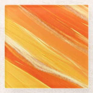 Sunshine - diagonale orange und gelbe Streifen Glasuntersetzer