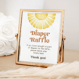Sunshine Diaper Raffle Game Boho Retro Sun Sign Poster