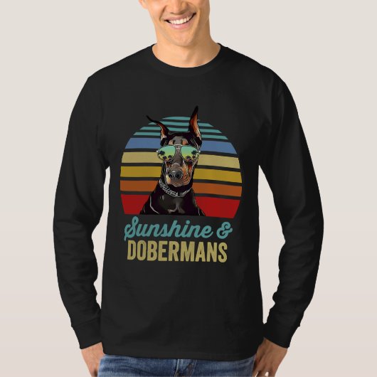 Sunshine Dobermans Dog Retro Sunset T-Shirt (Vorderseite)