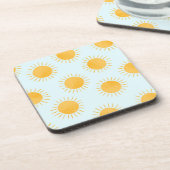 Sunshine Doodle Day Pattern Getränkeuntersetzer (Linke Seite)