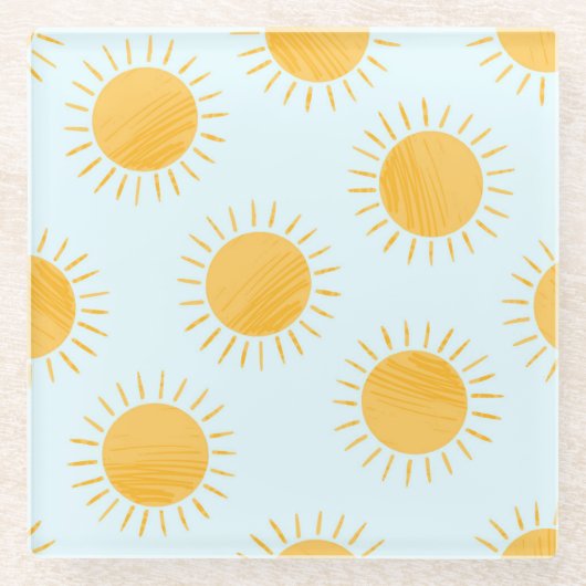Sunshine Doodle Day Pattern Glasuntersetzer (Vorderseite)