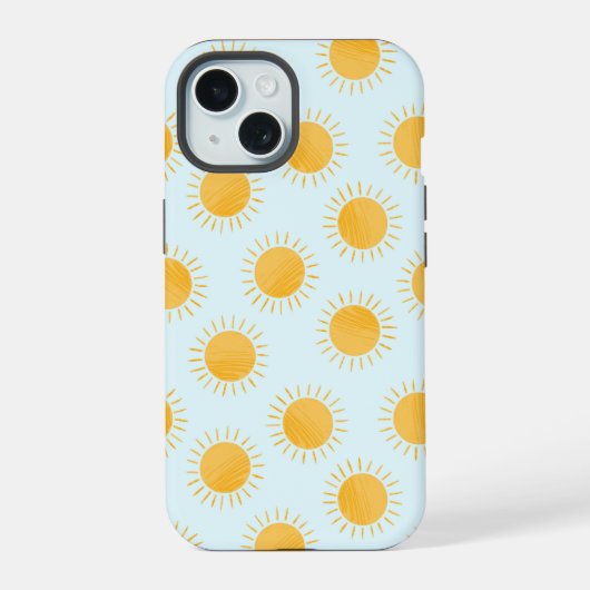 Sunshine Doodle Day Pattern iPhone 15 Hülle (Rückseite)