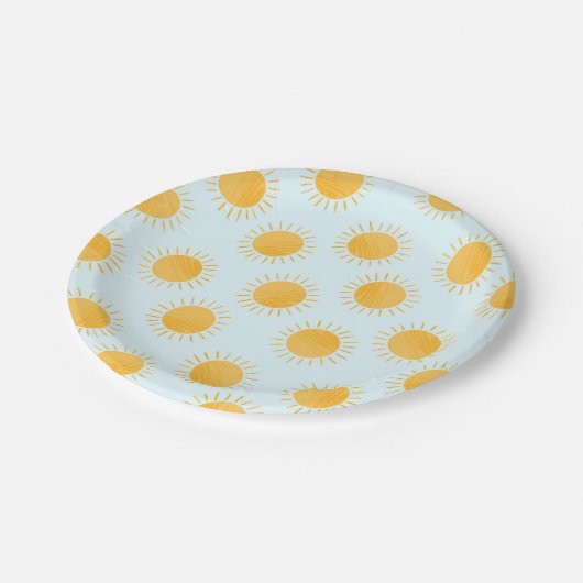 Sunshine Doodle Day Pattern Pappteller (Schrägansicht)