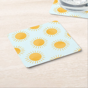 Sunshine Doodle Day Pattern Rechteckiger Pappuntersetzer