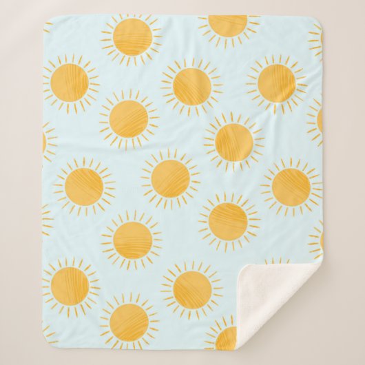 Sunshine Doodle Day Pattern Sherpadecke (Vorderseite)