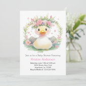 Sunshine & Ducklings: Girl Baby Shower Einladung (Stehend Vorderseite)