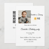 Sunshine einfache Foto QR Geburtstag Einladung (Vorne/Hinten)