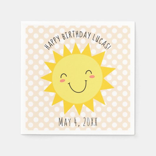 Sunshine Face Happy Birthday Party Serviette (Vorderseite)