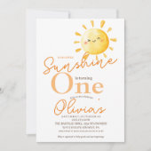 Sunshine First Birthday Party Rustikale Kinder Einladung (Vorderseite)