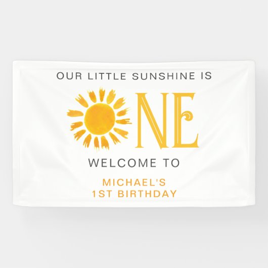 Sunshine First Birthday Willkommen Banner (Horizontal)