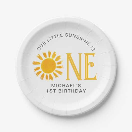 Sunshine First Geburtstag Pappteller (Vorderseite)
