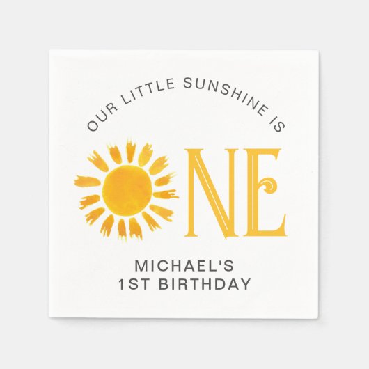 Sunshine First Geburtstag Serviette (Vorderseite)