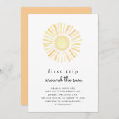 Sunshine First Trip rund um Sun One Birthday Party Einladung (Vorne/Hinten)