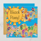 Sunshine Flip Flops Beach Party Einladung (Vorne/Hinten)