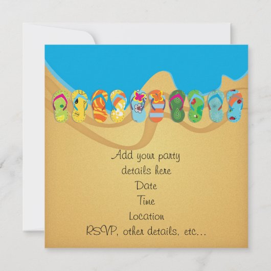 Sunshine Flip Flops Beach Party Einladung (Rückseite)