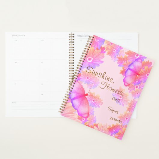 "Sunshine, Flowers & Superpowers" Pink Butterfly Planer (Anzeige)