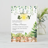 Sunshine Forest Animals Baby Boy Dusche Einladung (Stehend Vorderseite)