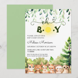 Sunshine Forest Animals Baby Boy Dusche Einladung