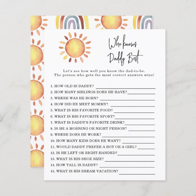 Sunshine Game Wer DADDY am besten kennt (Vorne/Hinten)