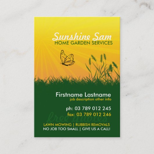 Sunshine Garden Service Business Card Visitenkarte (Vorderseite)