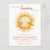 Sunshine Gender Neutral Boho Niedlich Sun Baby Dus Einladungspostkarte (Vorderseite)