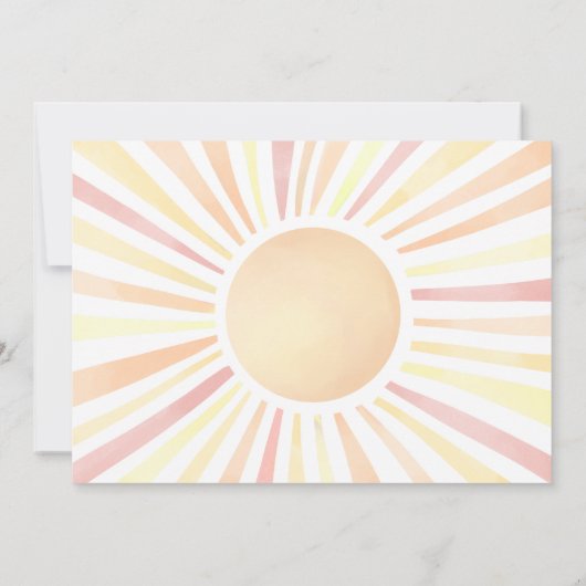 Sunshine Gender Neutral Boho Sun Baby Dusche Einladung (Rückseite)
