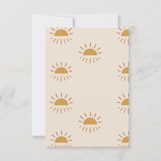 Sunshine Gender Neutral Boho Sun Baby Dusche Einladung (Rückseite)