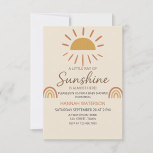 Sunshine Gender Neutral Boho Sun Baby Dusche Einladung