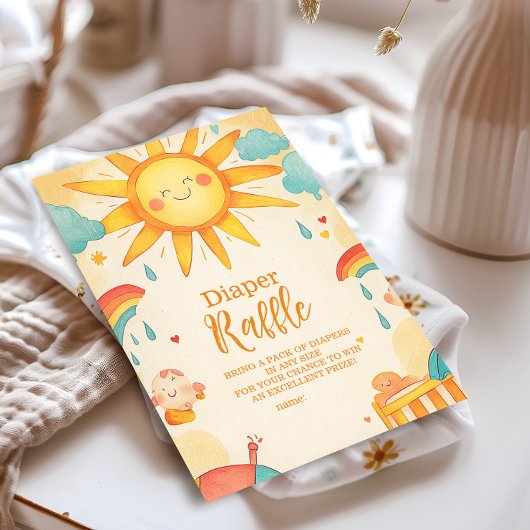 Sunshine Gender Neutral Boho Sun Diapper Raffle Begleitkarte