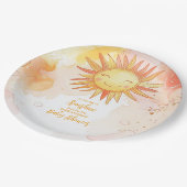 Sunshine Gender Neutral Boho Sun Pappteller (Schrägansicht)