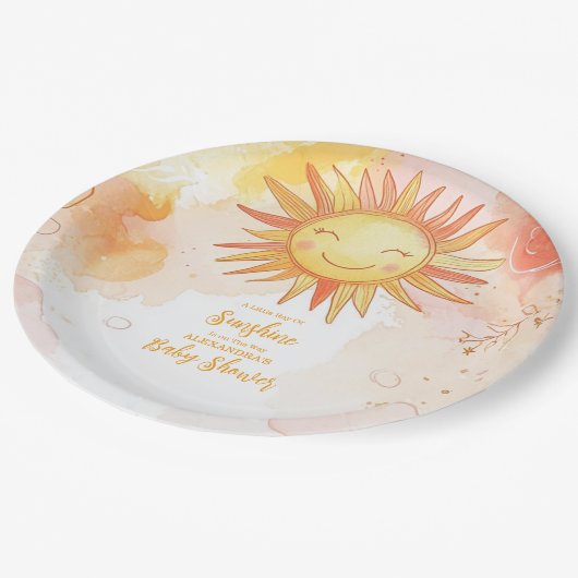 Sunshine Gender Neutral Boho Sun Pappteller (Schrägansicht)