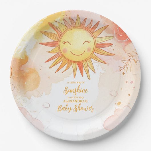 Sunshine Gender Neutral Boho Sun Pappteller (Vorderseite)
