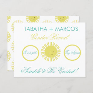 Sunshine Gender Reveal DIY Imitate Scratch Cards Ankündigungspostkarte