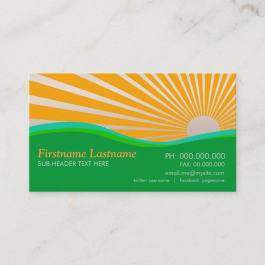 Sunshine Green Hills Curves Business Card Visitenkarte (Vorderseite)