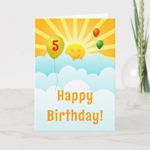 Sunshine Happy Face and Balloons Birthday Age Spec Karte