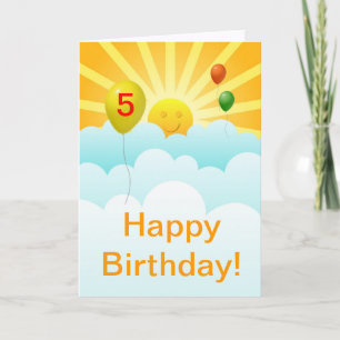 Sunshine Happy Face and Balloons Birthday Age Spec Karte