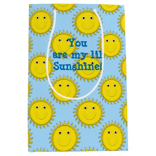 Sunshine Happy Face-Blue Geschenktasche M Mittlere Geschenktüte (Vorderseite)